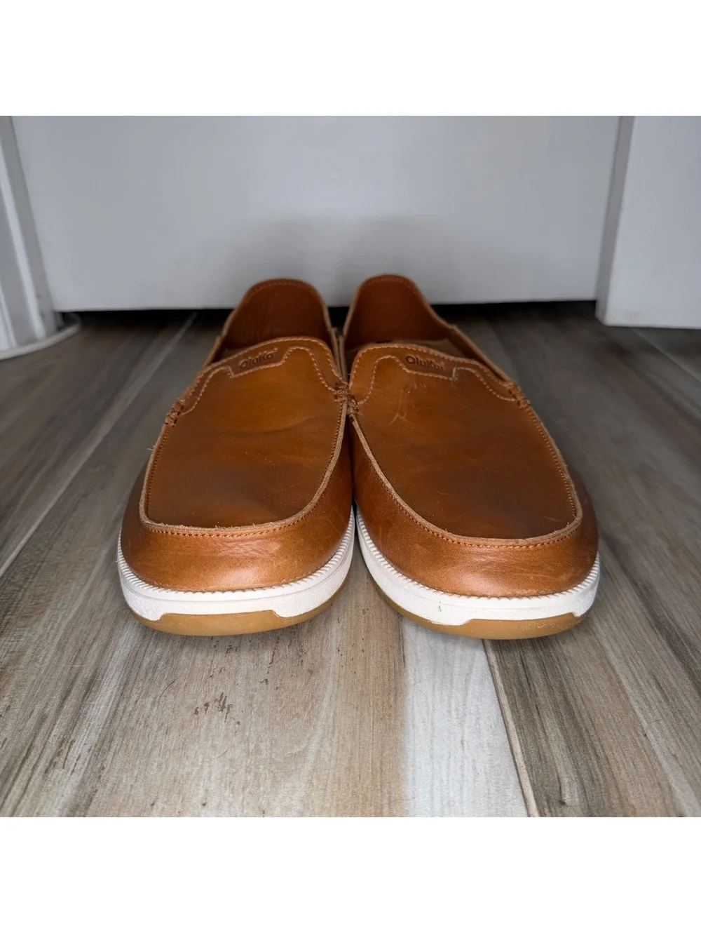 Olukai Kakaha Nia Men’s Leather Slip On Loafers Shoes Brown Sz 15